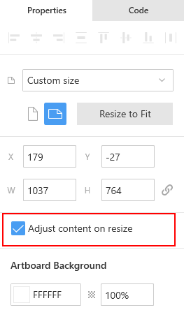 The Adjust content on resize checkbox